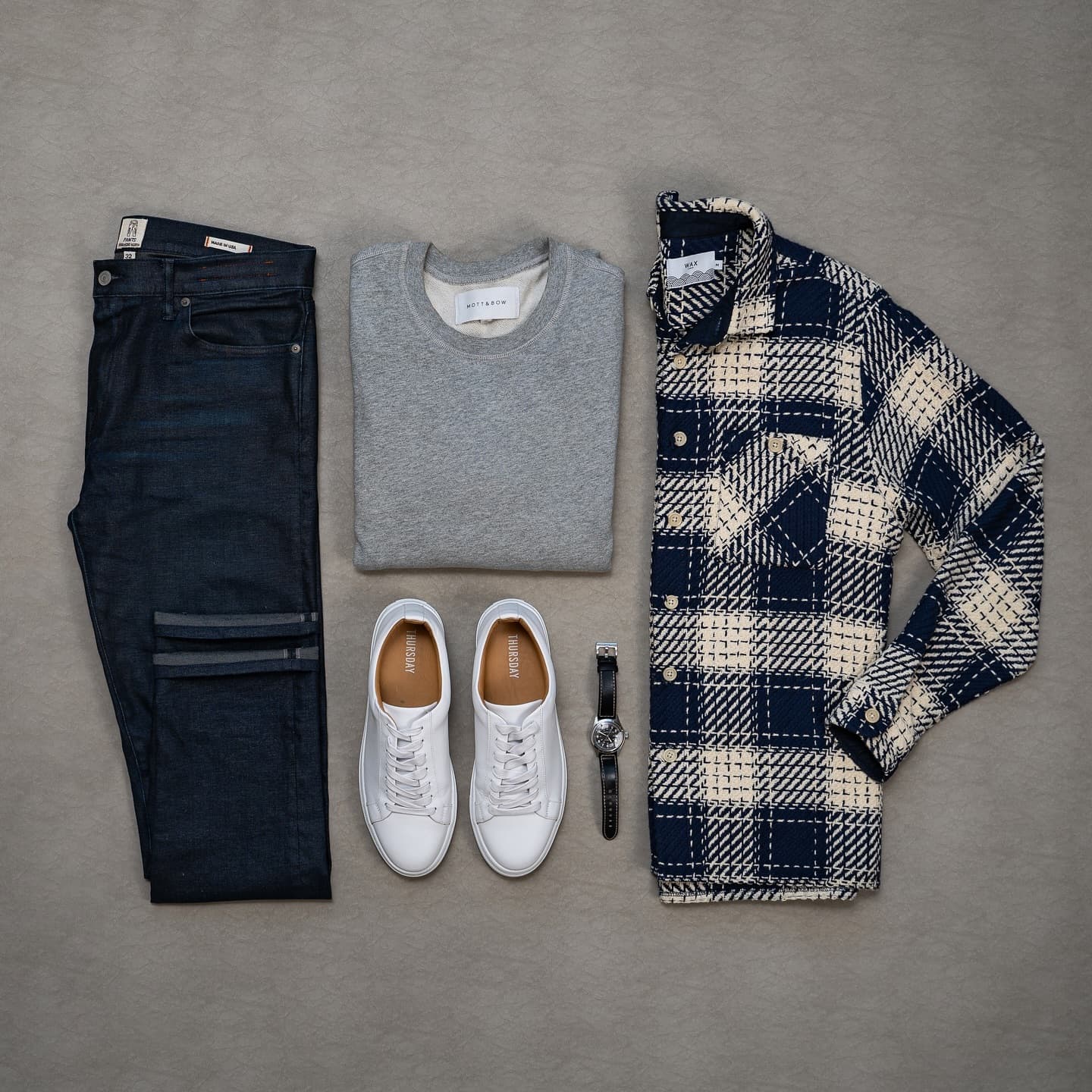 Navy Check Overshirt & Raw Selvedge