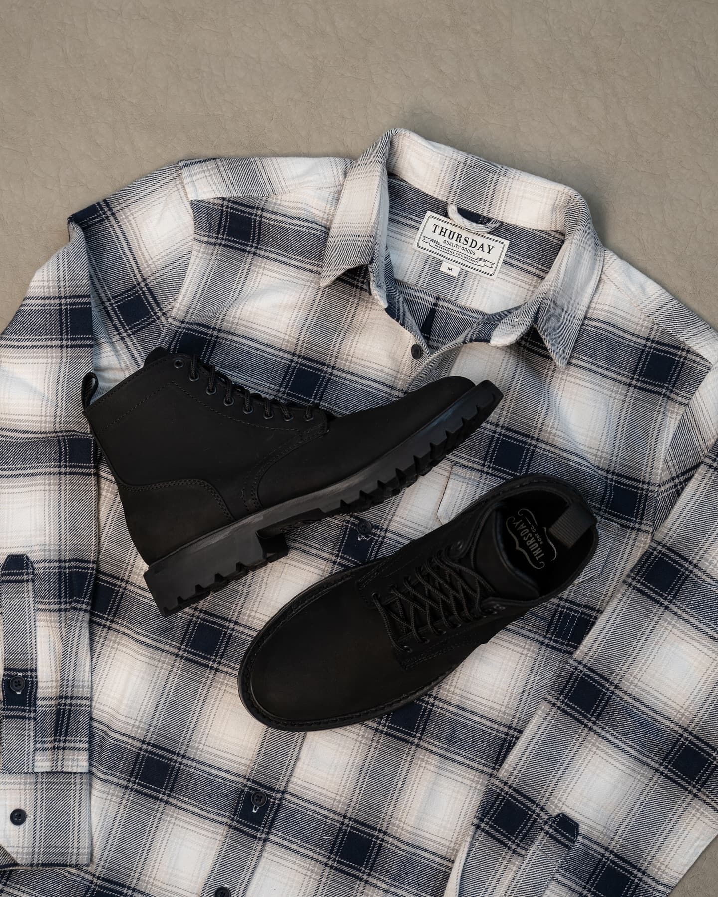 Plaid Flannel, Raw Denim & Black Boots - General Closeup