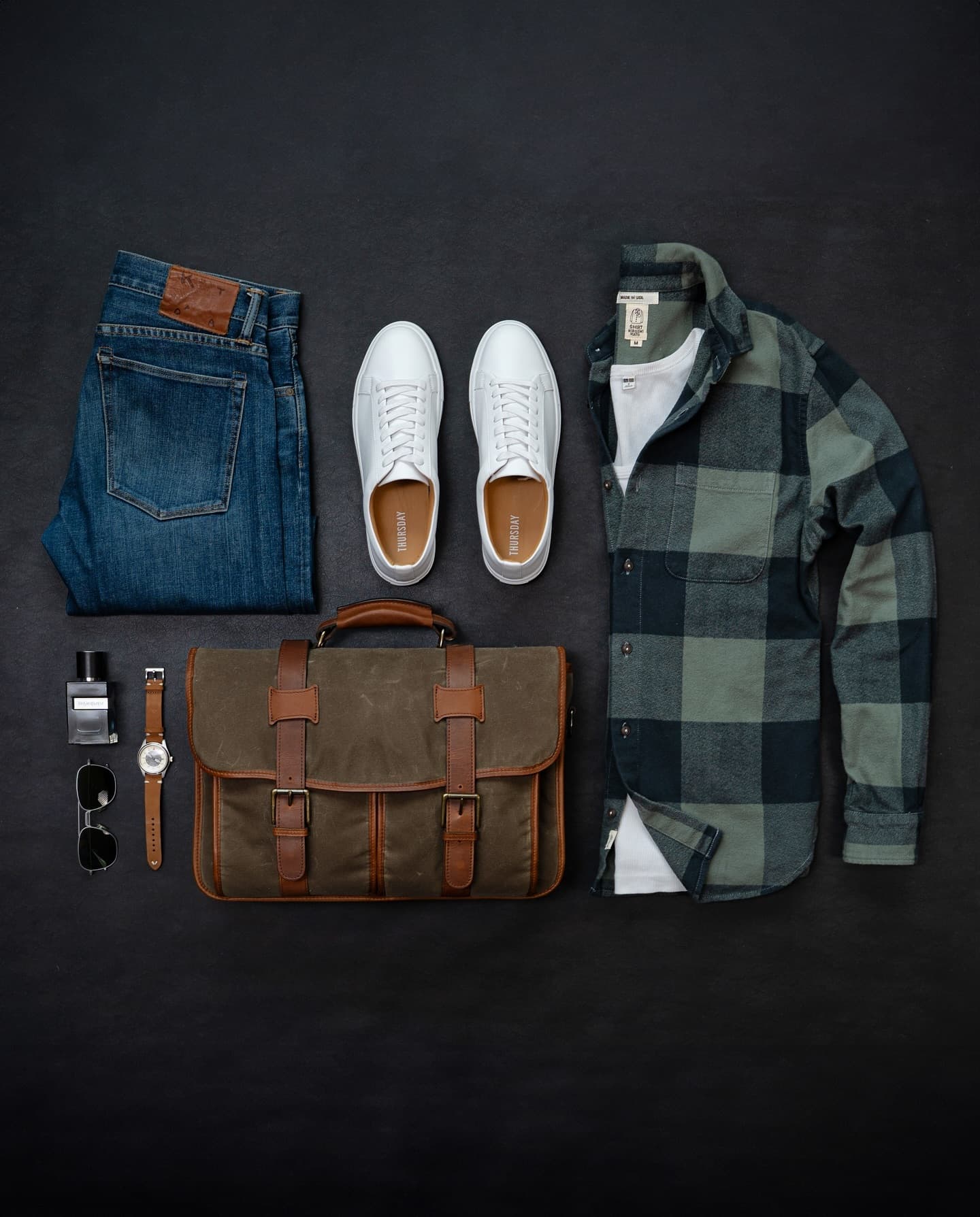 Sage Plaid Flannel & Selvedge Denim